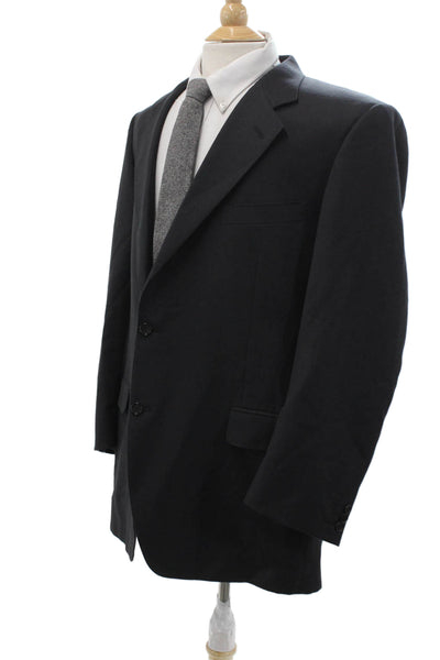 Canali Mens Classic Dark Gray Suit Jacket Collared Button Long Sleeve Size 56