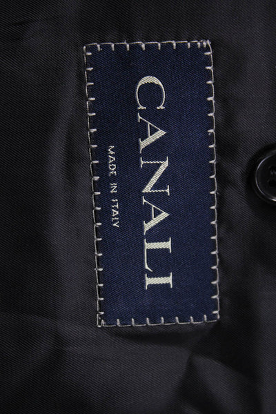 Canali Mens Classic Dark Gray Suit Jacket Collared Button Long Sleeve Size 56