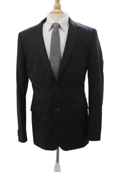 Boss Hugo Boss Mens Black Virgin Wool Blazer Classic Collared Size 40