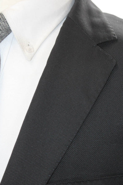 Boss Hugo Boss Mens Black Virgin Wool Blazer Classic Collared Size 40