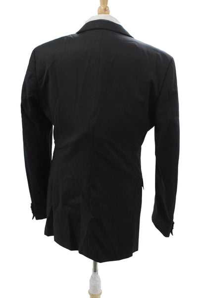Boss Hugo Boss Mens Black Virgin Wool Blazer Classic Collared Size 40