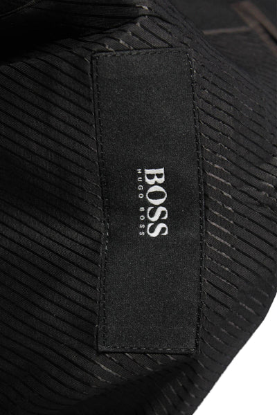 Boss Hugo Boss Mens Black Virgin Wool Blazer Classic Collared Size 40