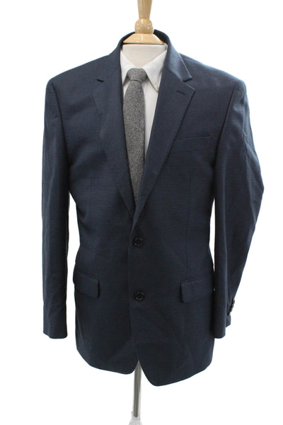 Michael Michael Kors Mens Dark Blue Check Suit Jacket Button Size 40