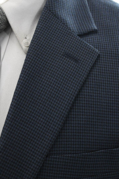 Michael Michael Kors Mens Dark Blue Check Suit Jacket Button Size 40