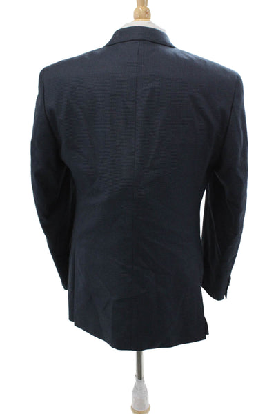 Michael Michael Kors Mens Dark Blue Check Suit Jacket Button Size 40