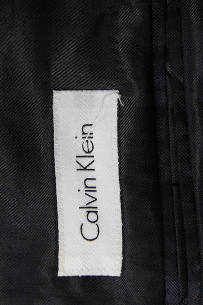 Calvin Klein Mens Blue Check Wool Suit Jacket Button Collared Size 46