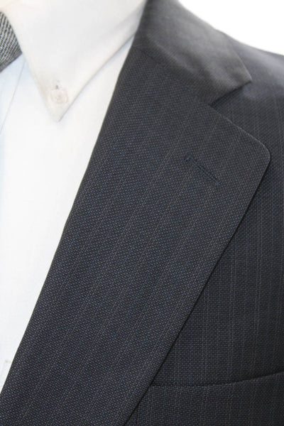Gianfranco Ferre Mens Suit Jacket Dark Blue Striped Polyester Button Size 44