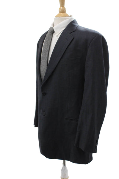 Gianfranco Ferre Mens Suit Jacket Dark Blue Striped Polyester Button Size 44