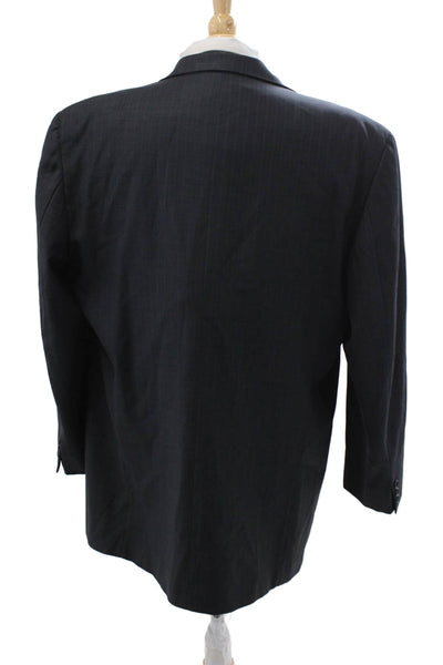 Gianfranco Ferre Mens Suit Jacket Dark Blue Striped Polyester Button Size 44