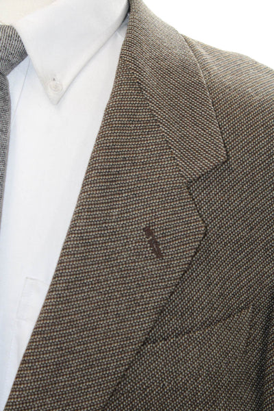 Mani Men Brown Herringbone Wool Blazer Collared Button Classic Size 44
