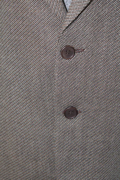 Mani Men Brown Herringbone Wool Blazer Collared Button Classic Size 44