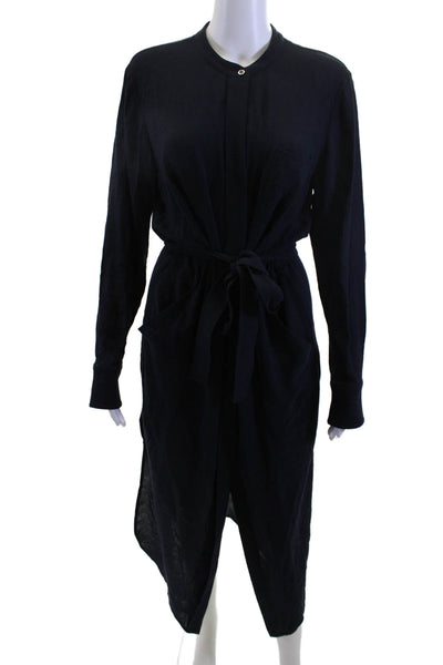 A.L.C. Womens Shirt Dress Dark Blue Long Sleeve Button Full-Length Size 8