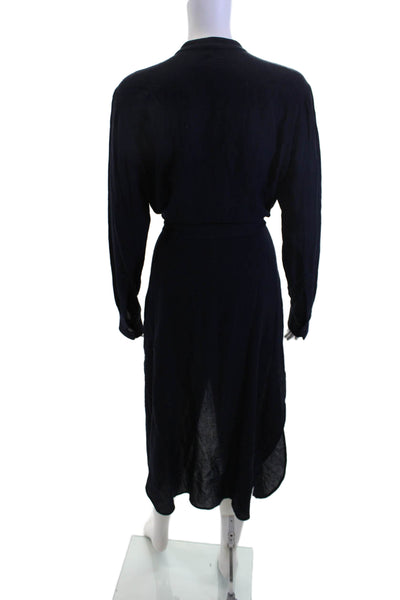 A.L.C. Womens Shirt Dress Dark Blue Long Sleeve Button Full-Length Size 8