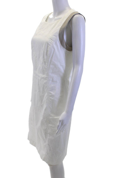 Peserico Women Sheath Dress White Sleeveless Round Neck Cotton Midi Size S