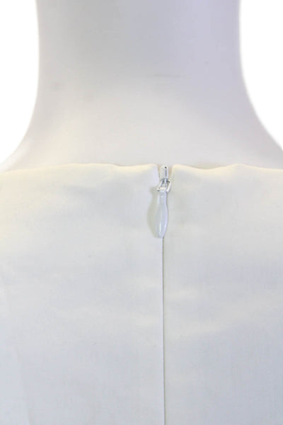Peserico Women Sheath Dress White Sleeveless Round Neck Cotton Midi Size S