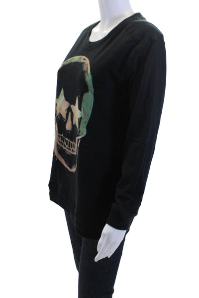 Chaser Unisex Pullover Sweatshirt Black Skull Graphic Cotton Long Sleeve Size S