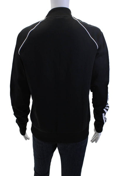 Adidas Mens Bomber Jacket Black Striped Zip High Neck Size M
