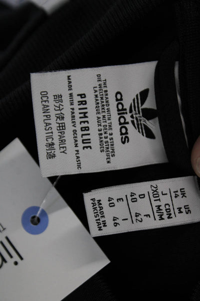 Adidas Mens Bomber Jacket Black Striped Zip High Neck Size M