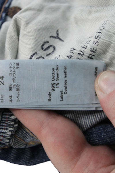 Moussy Women Skinny Ankle Jeans Blue Mid Rise Button 26in Size 24