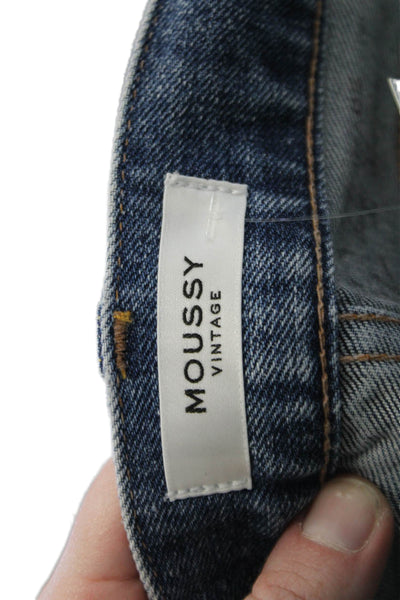 Moussy Women Skinny Ankle Jeans Blue Mid Rise Button 26in Size 24