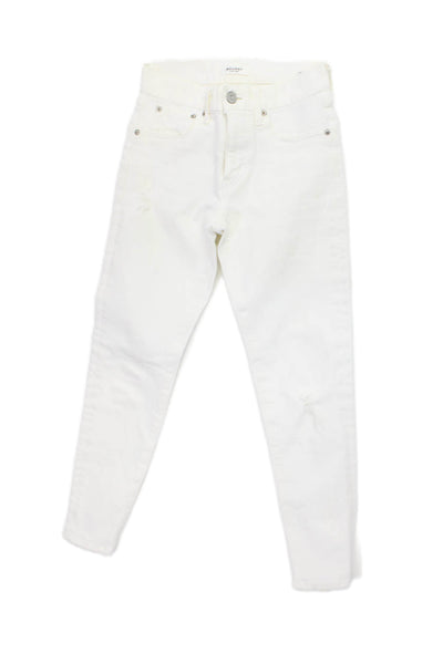 Moussy Women Skinny White Stretch Jeans Button Size 24