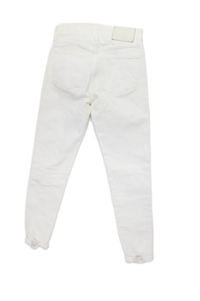 Moussy Women Skinny White Stretch Jeans Button Size 24