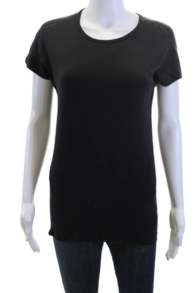 Lululemon Women Black Short Sleeve Tunic T-Shirt Round Neck Nylon Blend Size 4