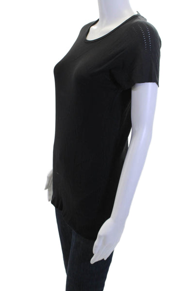 Lululemon Women Black Short Sleeve Tunic T-Shirt Round Neck Nylon Blend Size 4