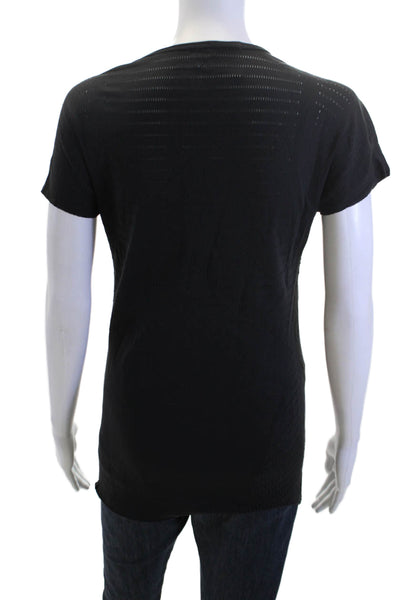 Lululemon Women Black Short Sleeve Tunic T-Shirt Round Neck Nylon Blend Size 4