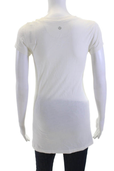 Lululemon Womens Basic White Cotton Crew Neck Short Sleeve T-Shirt Size 4