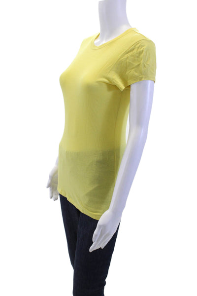 Vince Women Basic Jersey T-Shirt Yellow Cotton Blend Crew Neck Size XS