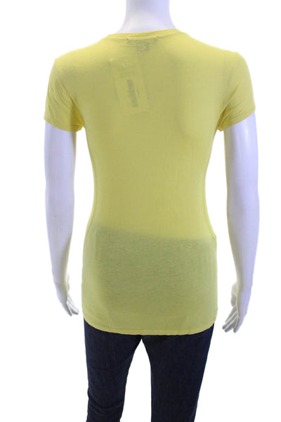 Vince Women Basic Jersey T-Shirt Yellow Cotton Blend Crew Neck Size XS