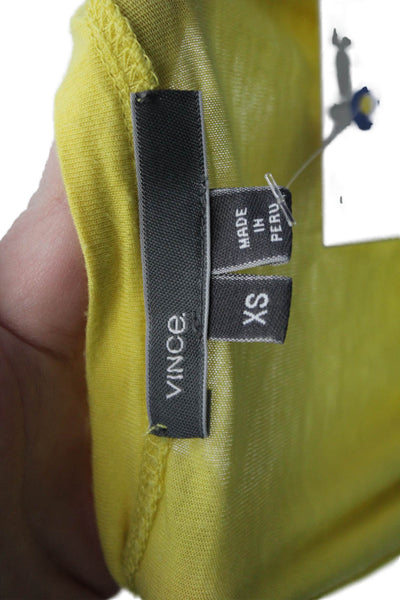 Vince Women Basic Jersey T-Shirt Yellow Cotton Blend Crew Neck Size XS