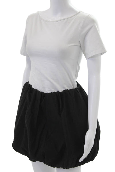 Zara Womens Black Mini T-Shirt Dress Short Sleeve Round Neck Size S