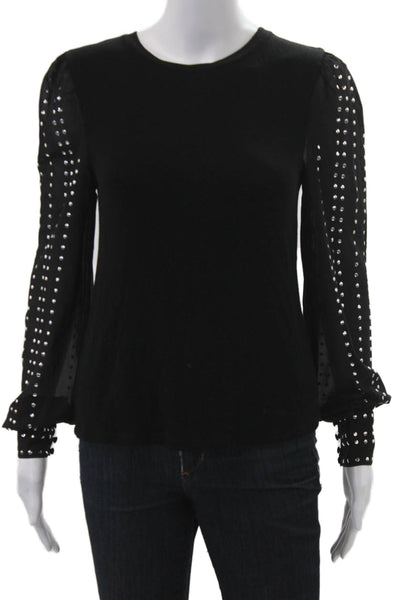 Generation Love Women Designer Black Blouse Long Sleeve Crew Neck Size XS