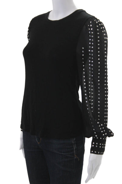 Generation Love Women Designer Black Blouse Long Sleeve Crew Neck Size XS