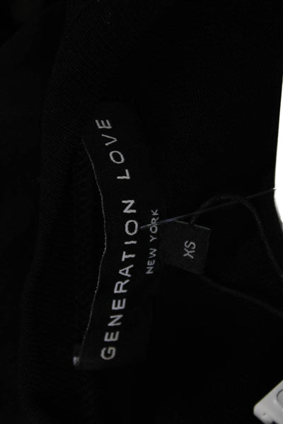 Generation Love Women Designer Black Blouse Long Sleeve Crew Neck Size XS