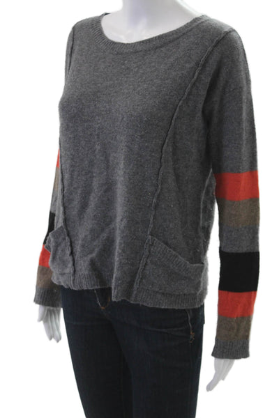 Bibelot Unisex Dark Gray Cashmere Striped Crewneck Pullover Sweater Size XS