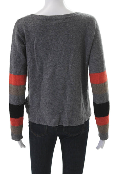 Bibelot Unisex Dark Gray Cashmere Striped Crewneck Pullover Sweater Size XS