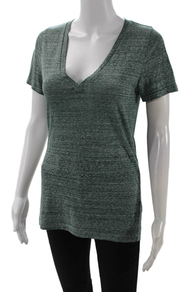 J Crew Womens Green V-Neck Jersey Short Sleeve T-Shirt Size S