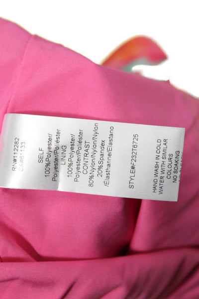 Adelyn Rae Womens Pink Floral V-Neck Blouse Short Sleeve Zip Size XS