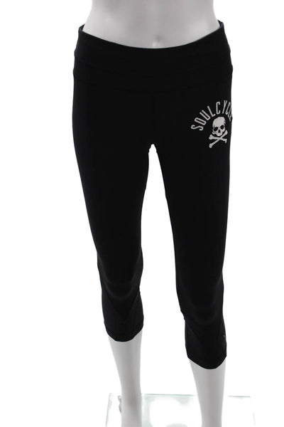 Lululemon Womens Black Capri Cropped Skull Graphic Nylon Leggings Size 6