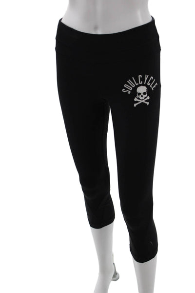 Lululemon Womens Black Capri Cropped Skull Graphic Nylon Leggings Size 6