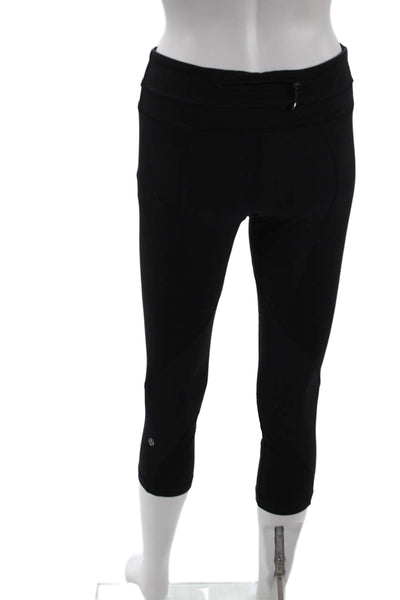 Lululemon Womens Black Capri Cropped Skull Graphic Nylon Leggings Size 6