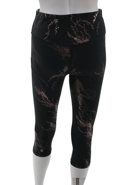 Sweaty Betty Women Capri Floral Leggings Black Nylon Blend Size S