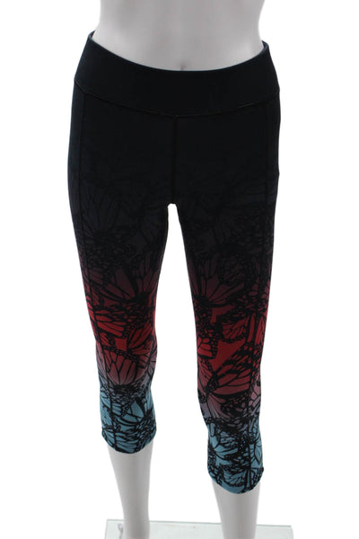 Sweaty Betty Women Capri Cropped Black Butterfly Graphic Leggings Size S