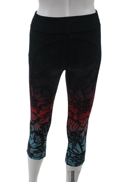 Sweaty Betty Women Capri Cropped Black Butterfly Graphic Leggings Size S