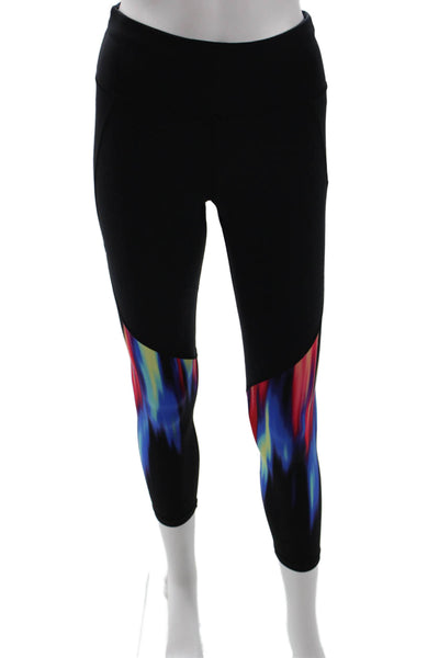 Sweaty Betty, Womens Cropped Leggings Black Graphic Print Size S