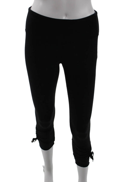 Lululemon Women Cropped Leggings Black Nylon Drawstring Size 6