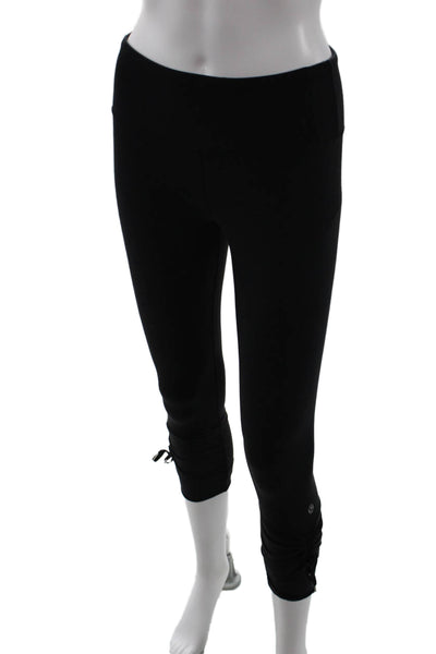 Lululemon Women Cropped Leggings Black Nylon Drawstring Size 6